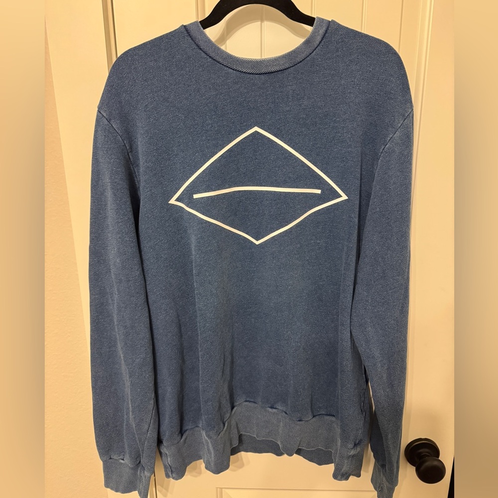 rag & bone Indigo Crewneck Sweater with Geometric White Accent